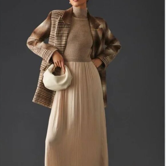 Anthropologie The Thea Twofer Sweater Dress Medium Beige - Picture 1 of 3